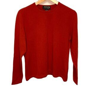 Country Shop Women's Red 100% Cashmere Crewneck Long Sleeve Sweater Size L